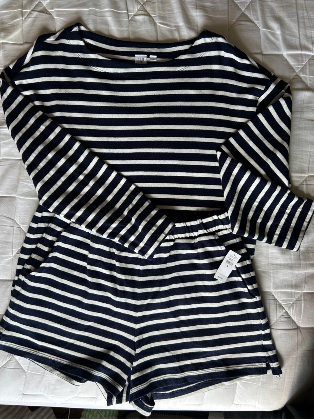 GAP Navy & White Striped Lounge Set - Boatneck Terrycloth Top & Shorts NWT SS26